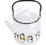 Пингвины белый Чайник (ф.цилиндр) 3,5л руч.эмаль (4) 