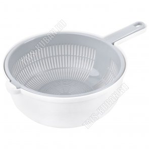 Дуршлаг д/приготов сыра, кругл серый (d24 h10,5см) с руч+емк.д/слива (10)