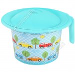 Горшок детский, с крышкой (d21 h13см) .бирюза