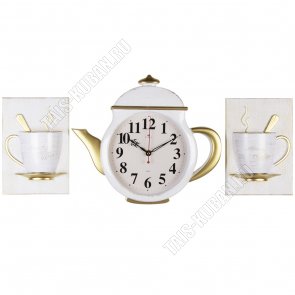 Часы (пластик) 3 секции (29х34см+2чашки) 