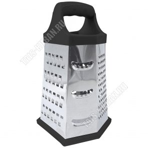 Терка 6-ти сторонняя d13,5 h20см,нержавеющая сталь,пластиковая ручка,прорезиненное дно,черный (36)