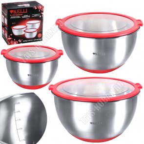 Миска (нержавеющая сталь) набор 3шт (1,5/2,9/5,0л d16/20/24см) (6) 