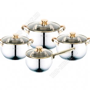 НАБОР кастрюль 4шт (2,1/3,0/4,0л;d 16/18/20см +ковш 2,1л d16см) (2) 