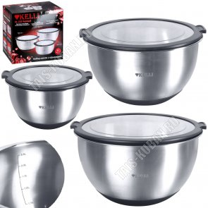 Миска (нержавеющая сталь) набор 3шт (1,5/2,9/5,0л d16/20/24см) (6) 