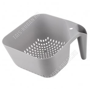 Дуршлаг-сито квадратный 19х19 h11см 2,5л,ручка,пластик,серый (12)