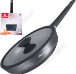 Kontur Сковорода-Вок d28см,стеклянная крышка с силиконовой ручкой и ободком,графит,2-х слойное покрытие Xylan Plus,толщина стенок 2,5мм,индукционное дно толщиной 4,5мм,бакелитовая ручка,рельефное внешнее покрытие,подарочная упаковка (6)