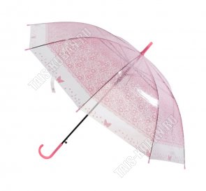 Зонт-трость полуавтомат,прозр d90см 