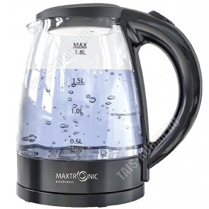 Чайник стекло 1,8л 1800Вт подсветка, чёрный (12) 