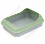Лоток д/кошек,высок.съемн.борт (L45х35 h16см) зелен/серый (17)