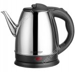 Чайник нержавеющая сталь 1,5л 1500Вт диск, автоотключение ,защита без воды, поворот на 360`, световой индикатор, сталь/черн (12) 