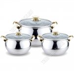 Набор кастрюль 3шт (бочка 2,1/3,0/4,0л d16/18/20см),стеклянная крышка,индукционное дно,металлические ручки