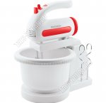 Миксер с вращающ.чашей 200Вт 5ск,турбо,2насад,чаша 1.5л,бел/красн (6)