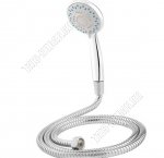 Набор для душа 2предмета, лейка d8см, длина шланга L150см 5реж+шланг ПВХ в оплетке из нержавеющей стали, соединение 1/2