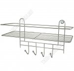 Полка настен, прям (23х12 h33см) борт 2прута+4 крючк,хром,крепл.п/шуруп (8)