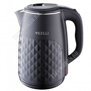 Чайник пластик+нерж. сталь 2,5л 2400Вт диск, фактурный корпус, цвет черный (12) 