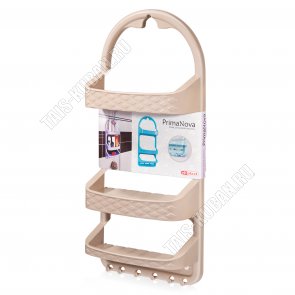 Полка настен 3-х секц+6крючк, серо-беж (27х13 h62,5см) (12)