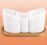 Белье /Бамбук Н-р Подставка п/зубочистки и Специи 2пр (соль+перец) 