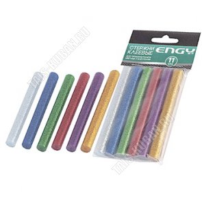 Стержни д/клеевого пистолета 6шт 1,1х10см, цветные с блестками (25) 