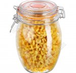 BRAVO Банка с клипсой 1,0л гермет.стекл.крышка (ф.бочка) б/уп, ОРАНЖ