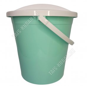 Ведро 8л с крышкой (d30 h29см) бирюзовый с белым (15)