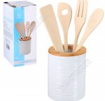 Волны /Бамбук Подставка h12см для кухонных принадлежностей