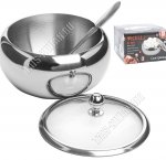 Сахарница 450мл d12,5 h9см с ложкой,нержавеющая сталь (36)