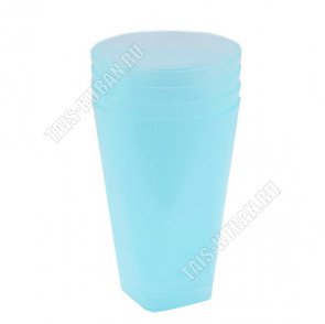Стакан 0,4л, квадр.дно (d8 h12см) голуб (160) 