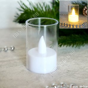 Свеча светодиод (пластик) чайная в подстаканике h6см (24) 