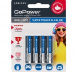 Батарейка GoPower Alkaline LR03 BL-4шт,блистер (48)