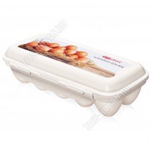 Контейнер д/яиц (на 10шт) (17х11,5 h7см) с рис,бежев. (24) 