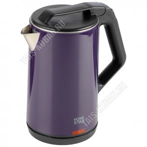 Чайник пластик+нержавеющая сталь 1,8л 1500Вт диск,двойная стенка (внутри-нерж.сталь),автоотключение,защита без воды,поворот на 360`,фиолетовый (12) 