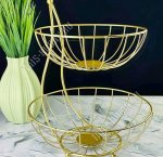 Фруктовница золото, 2-х ярусная (d26см) (8)
