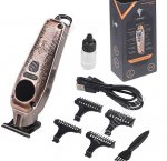 Машинка д/стрижки (аккум) 5Вт,4насад (1-7мм), бронза, узор (12)