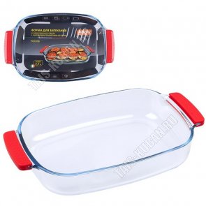 Форма для запекания, прямоугольная 2,7л с силиконовыми накладками-прихватками на ручках (35х22 h6см) 