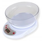 Весы кухонные эл, с чашей до 5кг белый (24)