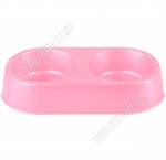 Миска д/корма двойная по 0,4л,розов (26х14 h5см) (80)