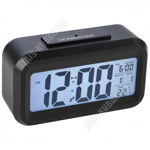 Часы электронные LED дисп,13,5х7.5см, будильник, дата, подсветка дисплея, цвет черный, батарейки ААА 3шт (не входят в комплект), подарочная упаковка (60) 