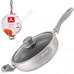 Lumiere Сотейник d26см,стеклянная крышка,серый перламутр,толщина стенок 2,5мм,индукционное дно 2,5мм,2-х слойное покрытие Xylan Plus,бакелитовая ручка (2) 