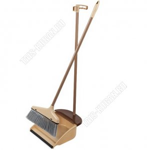 Набор Совок мягк.кром 26х24см с зубчат.накладкой д/очистки +Щётка L23,5см,беж/коричн (12) 