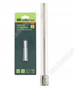 Сверло по стеклу и керамической плитке 6мм, цилиндрический хвостовик,блистер (60) 