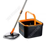 Puro Pro Комплект Ведро 7л д/чистой воды (д/грязной 2,5л) квадрат,чёрный +Швабра (6)