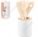 Кружево /Бамбук Подставка h12см для кухонных принадлежностей