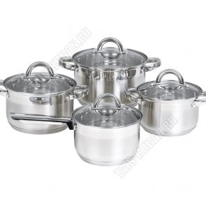 НАБОР посуды 4предмета (кастрюли формы цилиндр 2,1/2,9/3,9л d16/18/20см +ковш 2,1л d16см) (4) 
