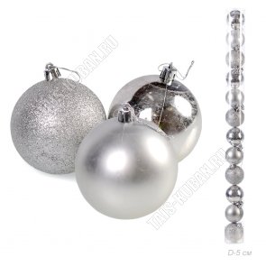 Ёлочный шар набор 12шт d5см, серебро 