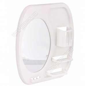 Зеркало настен +2навесн.полки д/мыла,стакан д/зубной пасты и щеток, бел (80х39 h44,5см) (8) 