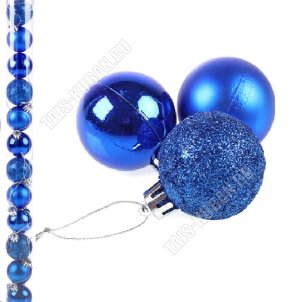 Ёлочный шар набор 12шт d5см, синие 