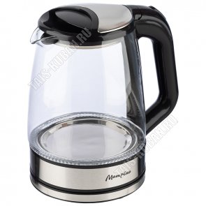 Чайник стекло 2,2л 1500Вт диск,черн/серебро (12) 