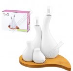 Айсберг /Бамбук Набор д/специй и соуса 4пр,бамбук подставка