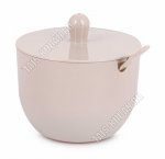 Сахарница с крыш.0,39л бежев,с лож (d9 h12см)