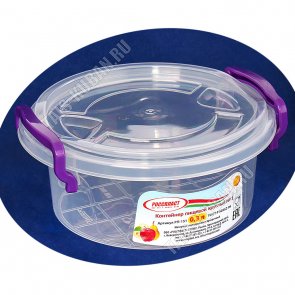 Контейнер с защ.д/хранен,круг.0,6л (d13 h5,5см) прозр.(36)
